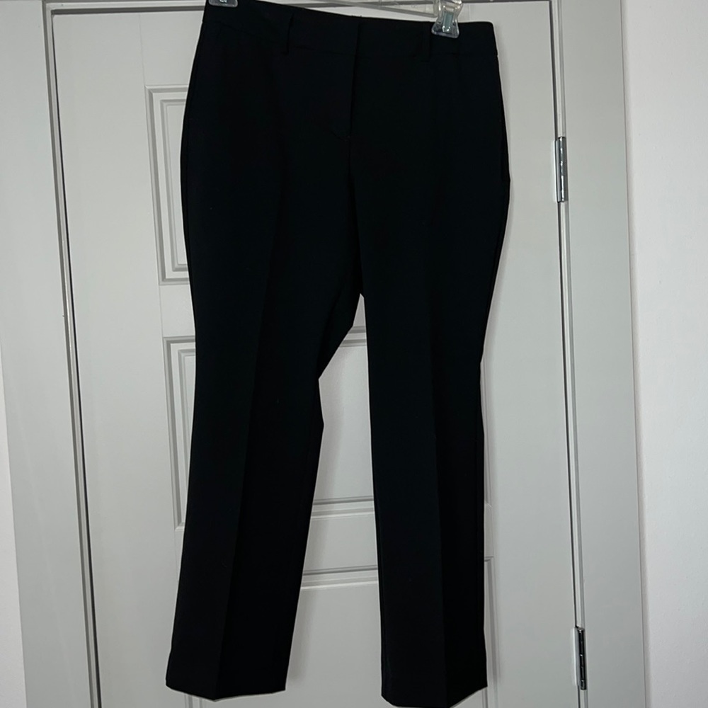 Ann Taylor black straight‎ mid rise trousers pants Sz 8 P petites